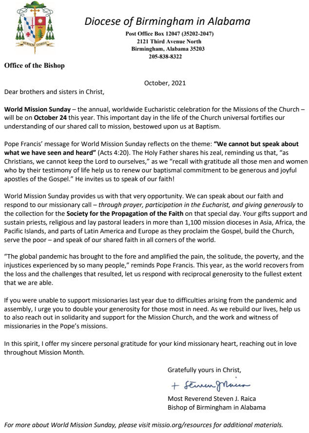letter from the bishop